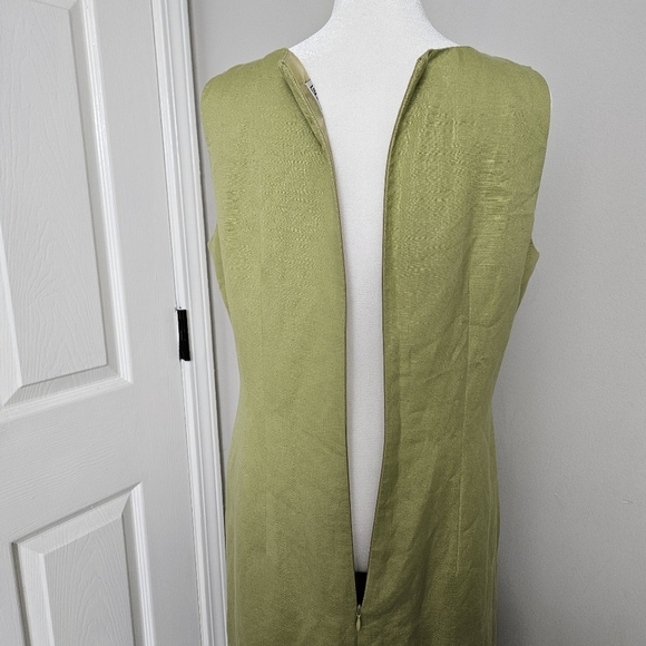 Jessica Howard Petite Vintage Women's Linen Blend Green Maxi Sheath Dress Sz 10P - Picture 7 of 9